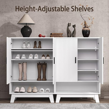 4-Tier Fluted Shoe Cabinet - Image 3
