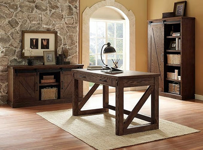 Avondale 60" TV Console Barn Door Entertainment Stand Wood Accent Cabinet Brown - Image 2