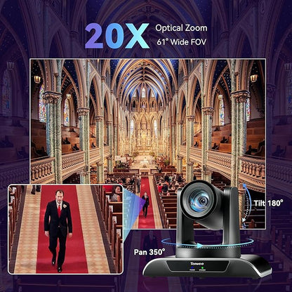 Tenveo HDMI/USB3.0/LAN PTZ Camera AI Humanoid & Face Auto-Tracking, 20X Optical - Image 3