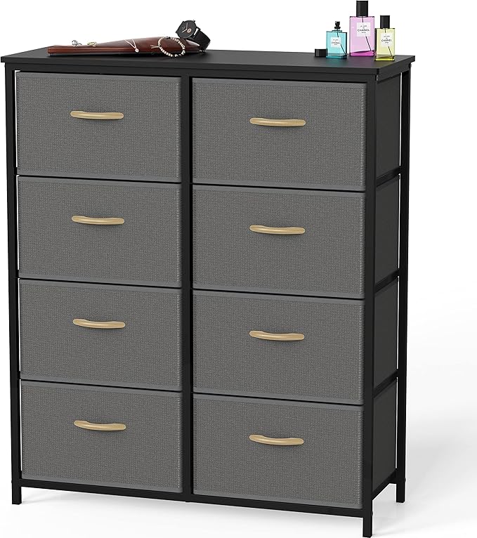 SIMPLE HOUSEWARE 8 Drawer Wide Dresser Tall Storage Tower, Dark Grey by SimpleHouseware