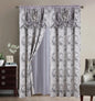 GLORY RUGS Jacquard Luxury 2 Curtain Panel Set with Attached Valance and Backing Bedroom Living Room Dining 54X84 inches Silver Gray