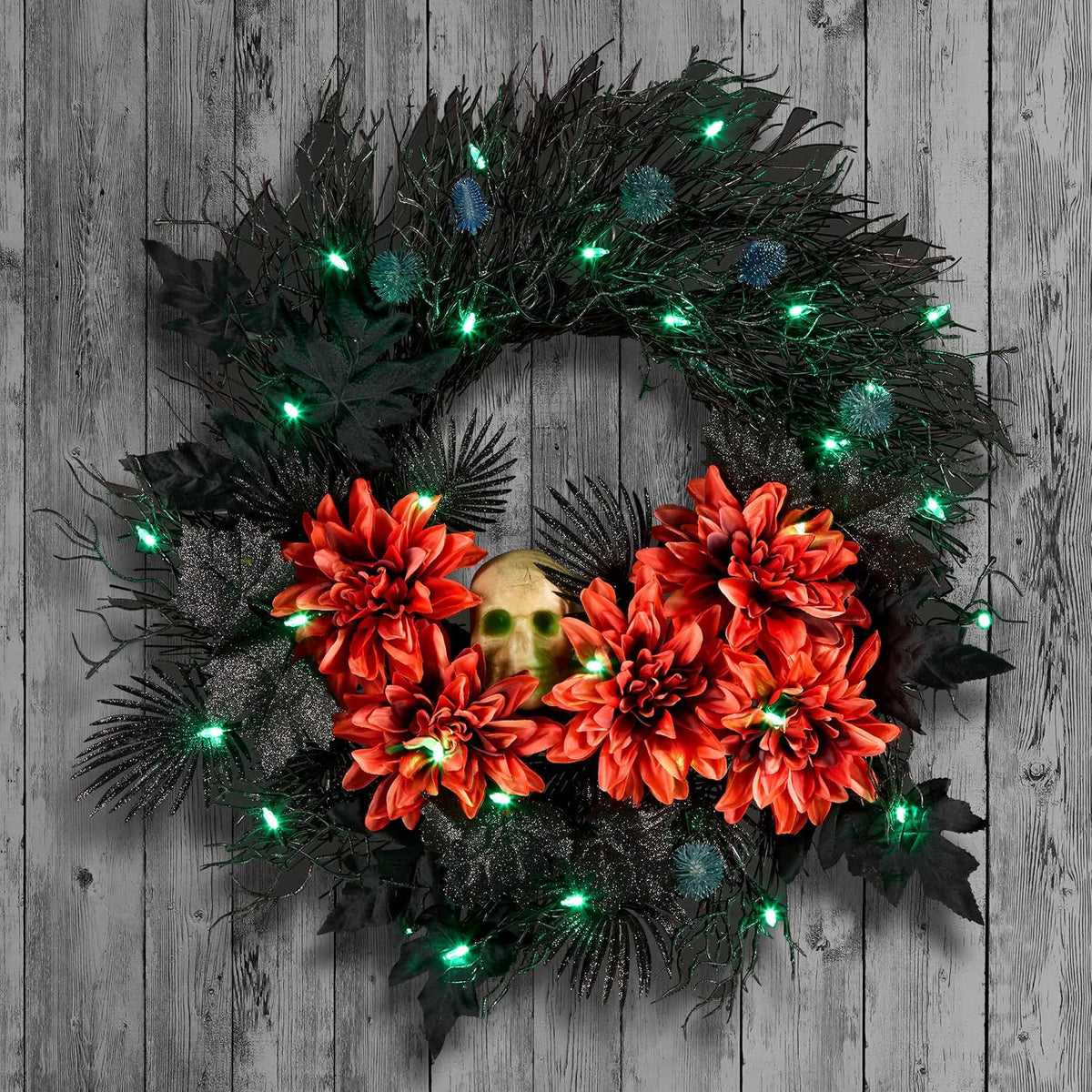 National Tree Company, 24inch Artificial Boo-Tiful Halloween Wreath with Oran...