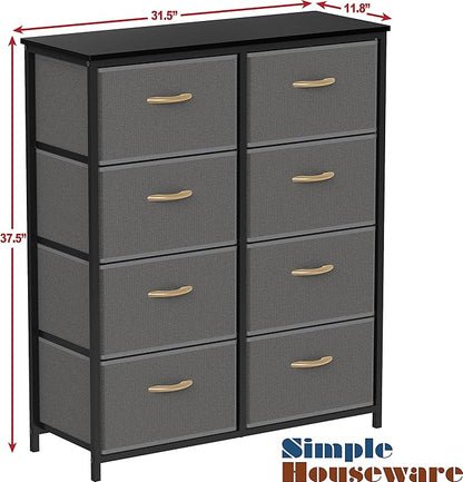 SIMPLE HOUSEWARE 8 Drawer Wide Dresser Tall Storage Tower, Dark Grey - Image 3