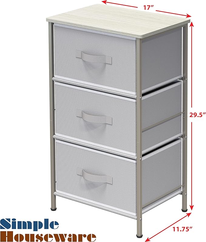 Simple Houseware 3 Drawer Nightstand Dresser - Image 3