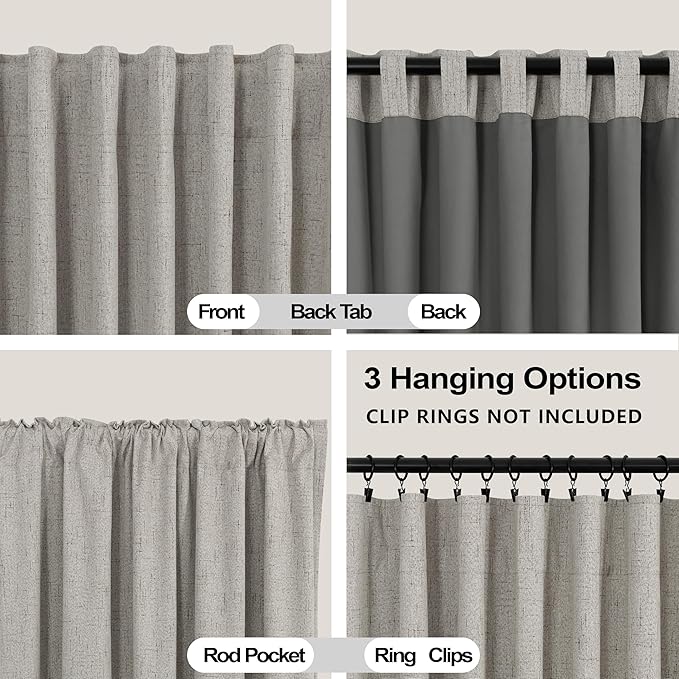 KOUFALL 92 Inch Blackout Curtains, Boho Taupe Pleated Curtains - Image 4