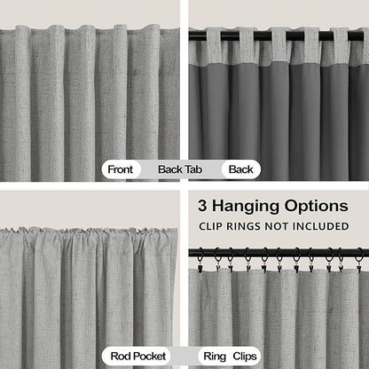 KOUFALL Linen Grey Curtains Blackout - Image 4