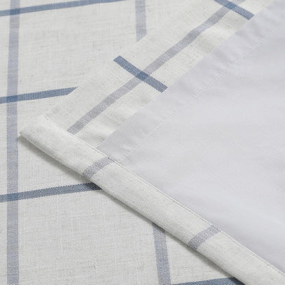 Vision Home Blue Plaid Linen Pinch Pleated Full Blackout Curtains Checkered Thermal Insulated Window Panels 90 inch for Bedroom Living Room Darkening Rustic Pinch Pleat Drapes with Hooks 40" Wx90 Lx2