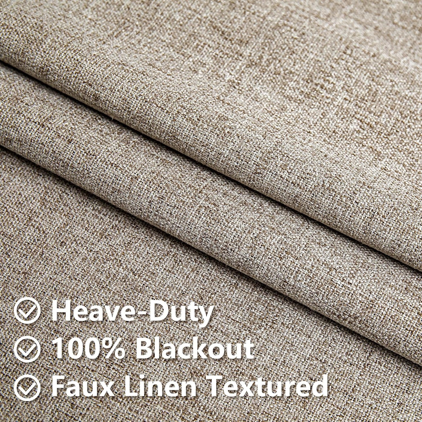 IGEMAEVE Blackout Curtains for Bedroom Rod Pocket Linen 52" W x 84" L | Living Room | Privacy | Room Darkening | Thermal | Insulated | Window Drape