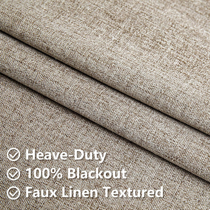 IGEMAEVE Blackout Curtains for Bedroom Rod Pocket Linen 52" W x 84" L | Living Room | Privacy | Room Darkening | Thermal | Insulated | Window Drape