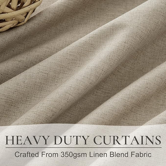 Grey Beige Short Small Window Room Darkening Curtains 54 Inches Long - Image 3