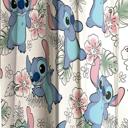 Jay Franco Window Curtains for Kids Bedroom 4-Piece Drape Set with 2 Tiebacks, Multi - Lilo & Stitch, 42" W x 63" L (Pack of 2)