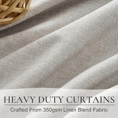 Pleat Linen Blend Room Darkening Curtains 84 Inch Length 2 Panels Set - Image 4