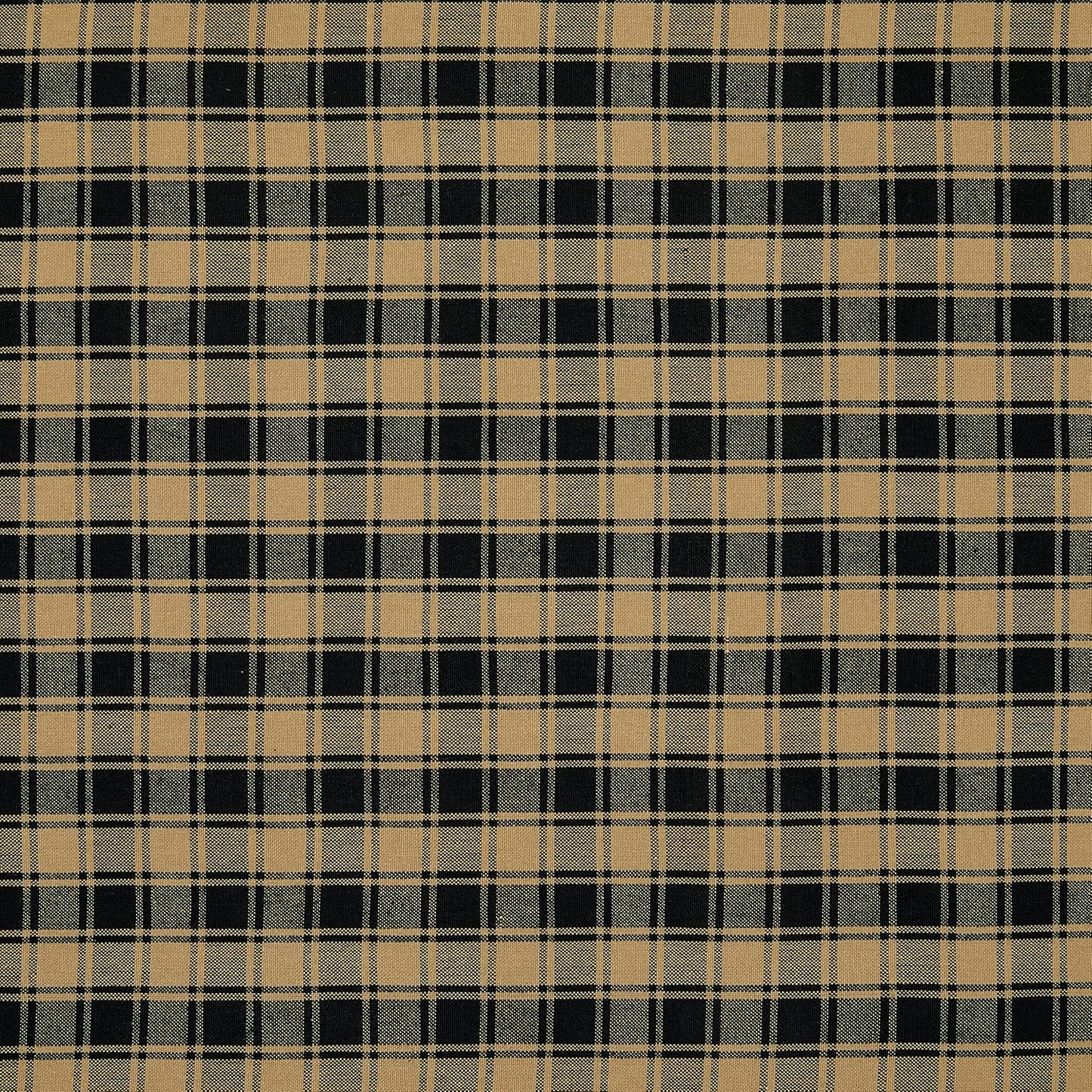Black and Tan French Check Cafe Curtains Woven Cotton 28 Inches W x 30 Inches L, Set of 2