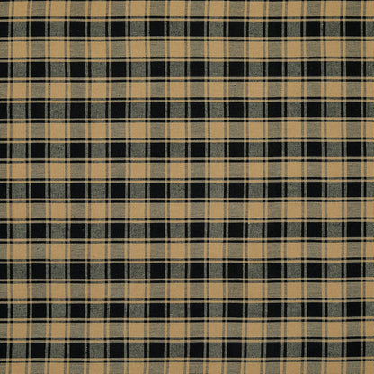 Black and Tan French Check Cafe Curtains Woven Cotton 28 Inches W x 30 Inches L, Set of 2